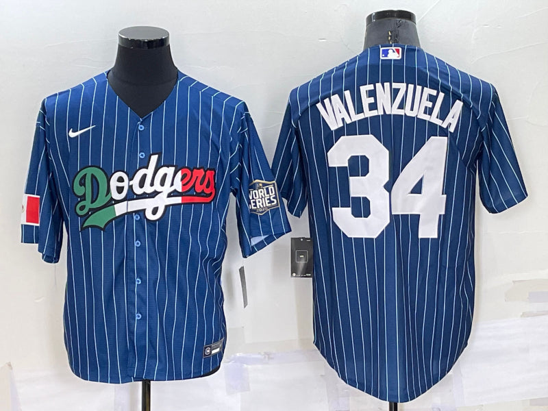 Men’s Los Angeles Dodgers Fernando Valenzuela #34 Blue Stitched Baseball Jersey