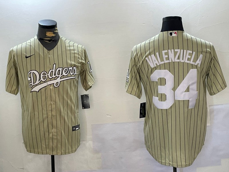 Men’s Los Angeles Dodgers Fernando Valenzuela #34 Gold Baseball Jersey