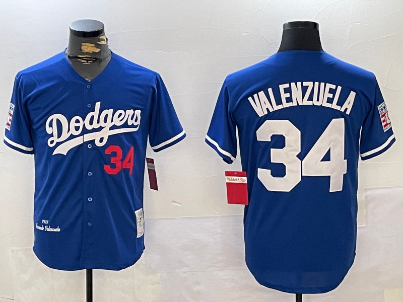 Men’s Los Angeles Dodgers Fernando Valenzuela #34 Royal 1981 World Series Baseball Jersey