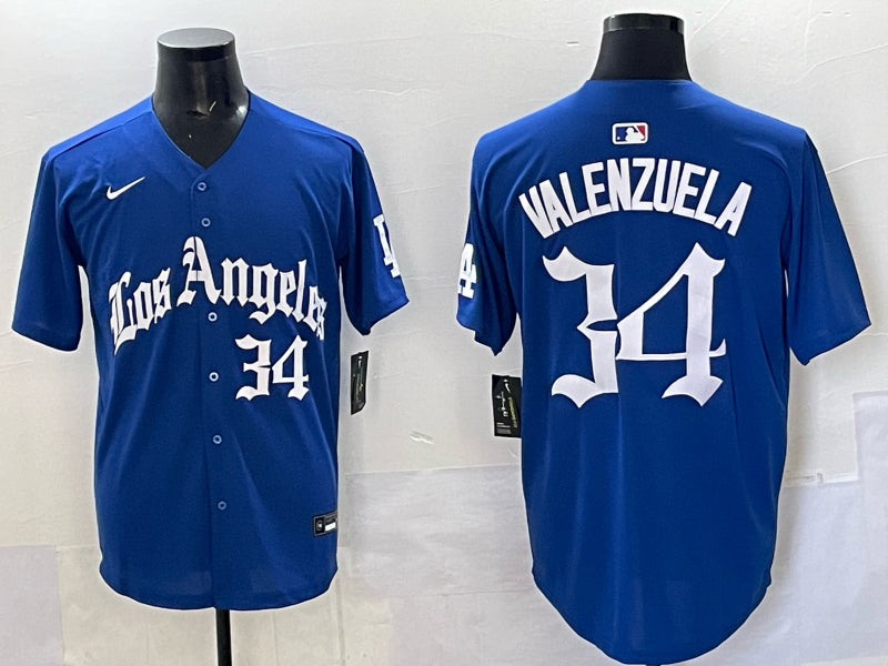 Men’s Los Angeles Dodgers Fernando Valenzuela #34 Royal Alternate Jersey
