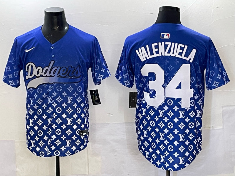 Men’s Los Angeles Dodgers Fernando Valenzuela #34 Royal Alternate Jersey
