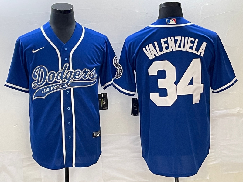 Men’s Los Angeles Dodgers Fernando Valenzuela #34 Royal Jersey Joint Edition