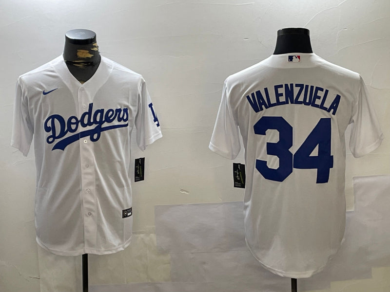 Men’s Los Angeles Dodgers Fernando Valenzuela #34 White Baseball Jersey