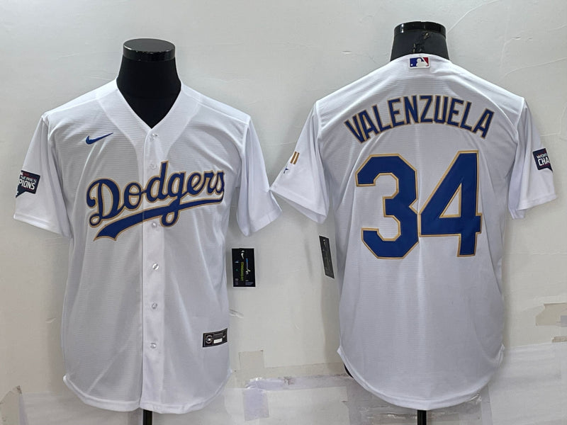 Men’s Los Angeles Dodgers Fernando Valenzuela #34 White Jersey