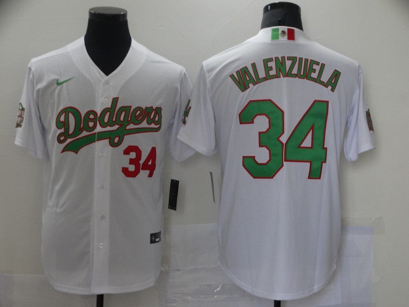 Men’s Los Angeles Dodgers Fernando Valenzuela #34 White Jersey