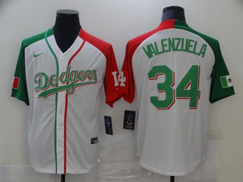 Men’s Los Angeles Dodgers Fernando Valenzuela #34 White Jersey