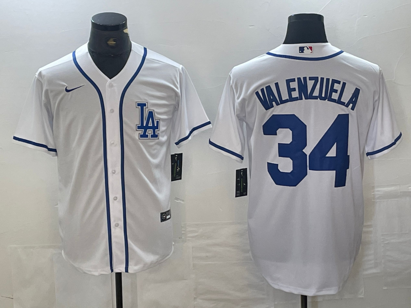 Men’s Los Angeles Dodgers Fernando Valenzuela #34 White Limited Jersey