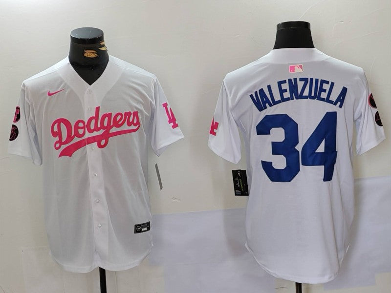 Men’s Los Angeles Dodgers Fernando Valenzuela #34 White Limited Jersey