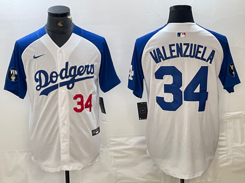Men’s Los Angeles Dodgers Fernando Valenzuela #34 White Limited Jersey