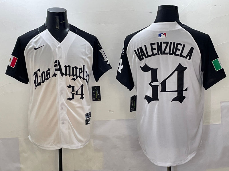 Men’s Los Angeles Dodgers Fernando Valenzuela #34 White Team Jersey