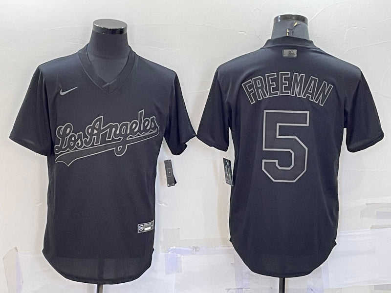 Men’s Los Angeles Dodgers Freddie Freeman #5 Black Authentic Jersey