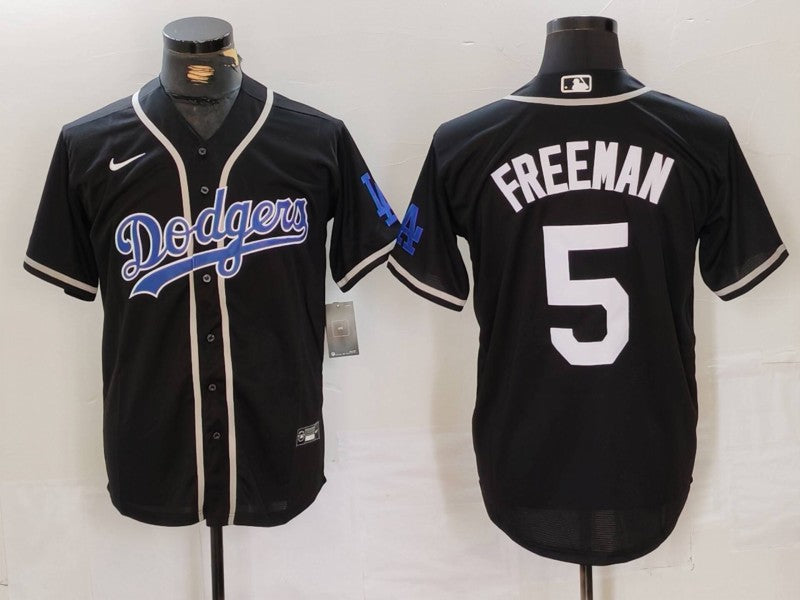 Men’s Los Angeles Dodgers Freddie Freeman #5 Black Jersey