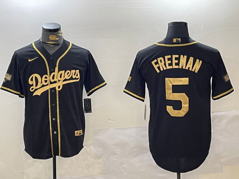 Men’s Los Angeles Dodgers Freddie Freeman #5 Black Jersey