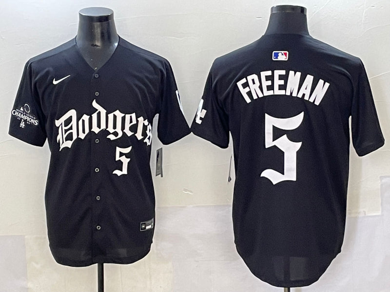 Men’s Los Angeles Dodgers Freddie Freeman #5 Black Jersey