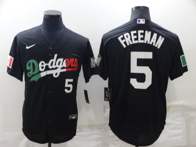 Men’s Los Angeles Dodgers Freddie Freeman #5 Black Stitched Jersey