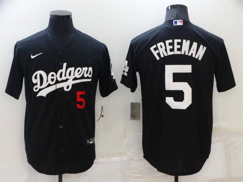 Men’s Los Angeles Dodgers Freddie Freeman #5 Black Stitched Jersey