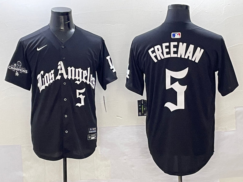 Men’s Los Angeles Dodgers Freddie Freeman #5 Black Team Jersey