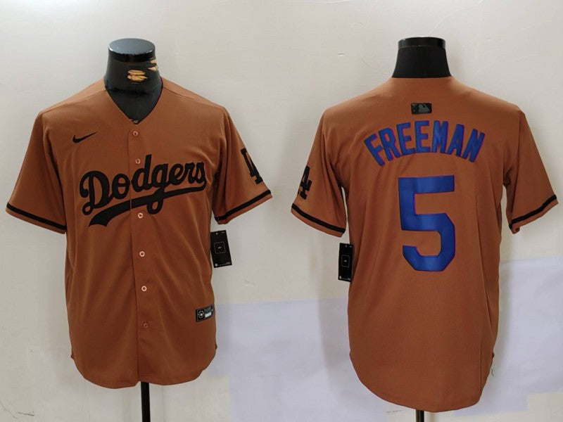Men’s Los Angeles Dodgers Freddie Freeman #5 Brown Jersey