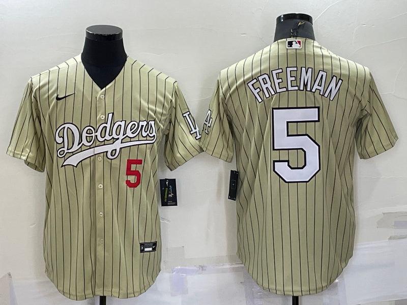 Men’s Los Angeles Dodgers Freddie Freeman #5 Gold Baseball Jersey