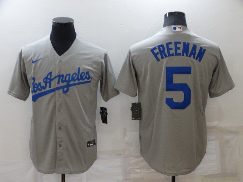 Men’s Los Angeles Dodgers Freddie Freeman #5 Gray Baseball Jersey