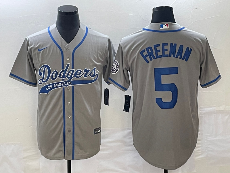 Men’s Los Angeles Dodgers Freddie Freeman #5 Gray Jersey Joint Edition