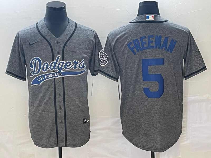 Men’s Los Angeles Dodgers Freddie Freeman #5 Gray Jersey Joint Edition