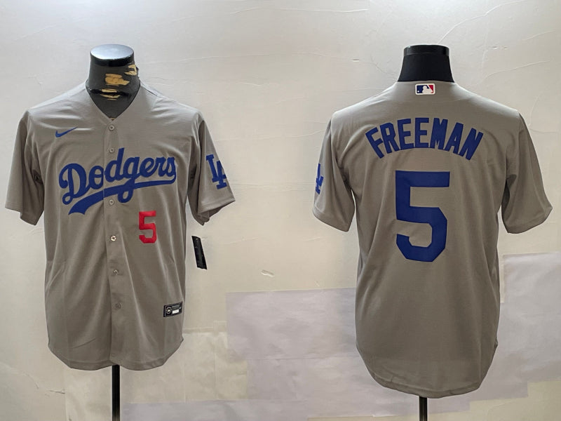Men’s Los Angeles Dodgers Freddie Freeman #5 Gray Stitched Jersey