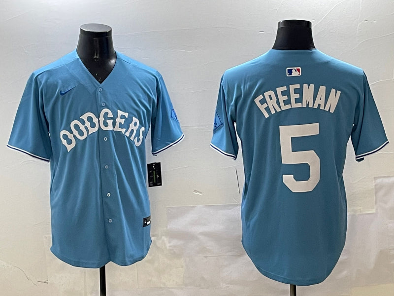 Men’s Los Angeles Dodgers Freddie Freeman #5 Light Blue Limited Jersey