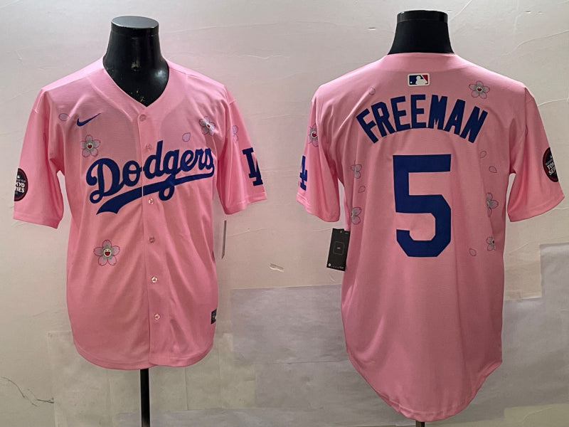 Men’s Los Angeles Dodgers Freddie Freeman #5 Pink Alternate Jersey
