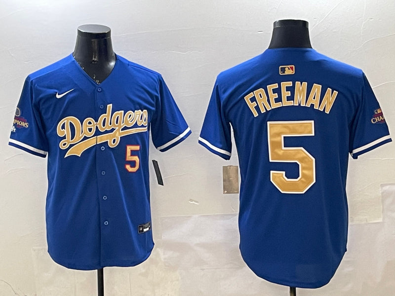 Men’s Los Angeles Dodgers Freddie Freeman #5 Royal 2025 Gold Collection Limited Jersey