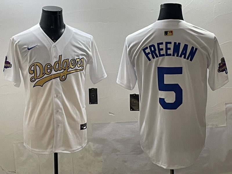 Men’s Los Angeles Dodgers Freddie Freeman #5 White Alternate Jersey