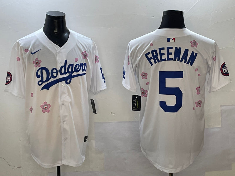 Men’s Los Angeles Dodgers Freddie Freeman #5 White Alternate Jersey