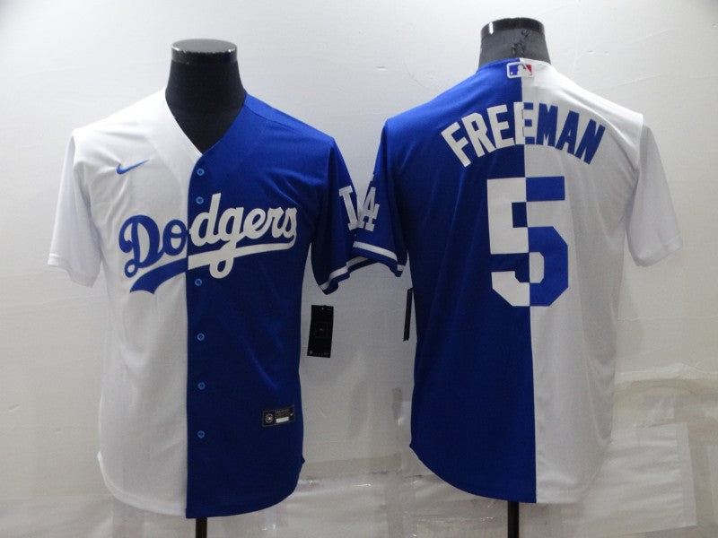 Men’s Los Angeles Dodgers Freddie Freeman #5 White/Blue Baseball Jersey
