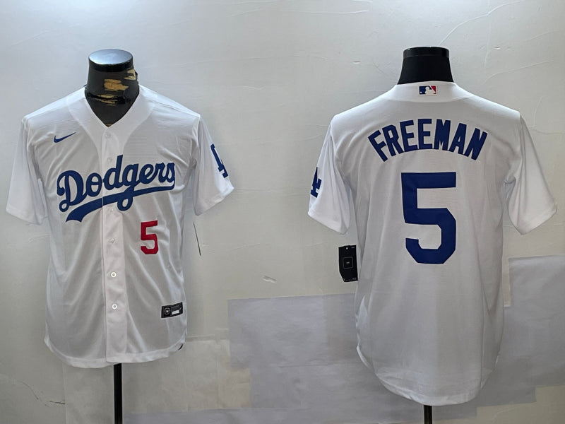 Men’s Los Angeles Dodgers Freddie Freeman #5 White Jersey