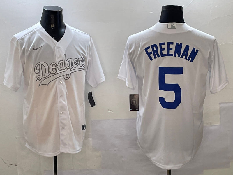 Men’s Los Angeles Dodgers Freddie Freeman #5 White Jersey