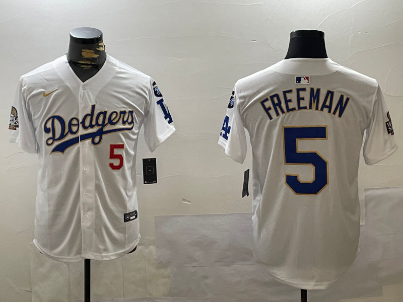 Men’s Los Angeles Dodgers Freddie Freeman #5 White Jersey