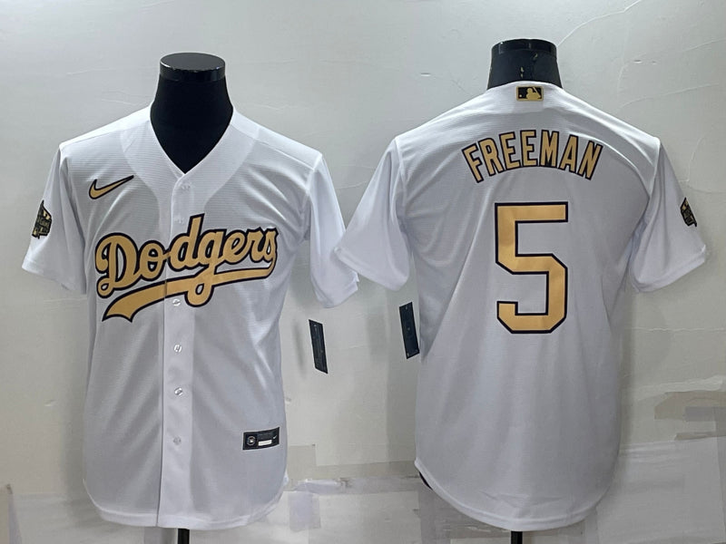 Men’s Los Angeles Dodgers Freddie Freeman #5 White Stitched Jersey