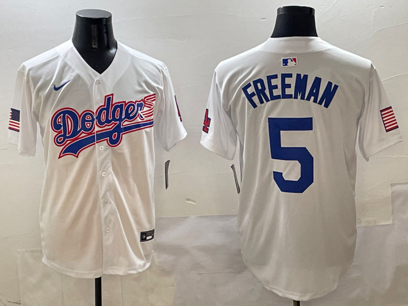 Men’s Los Angeles Dodgers Freddie Freeman #5 White Team Jersey