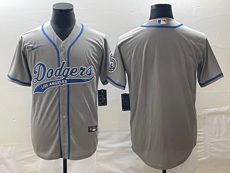 Men’s Los Angeles Dodgers Gray Blank Jersey Joint Edition