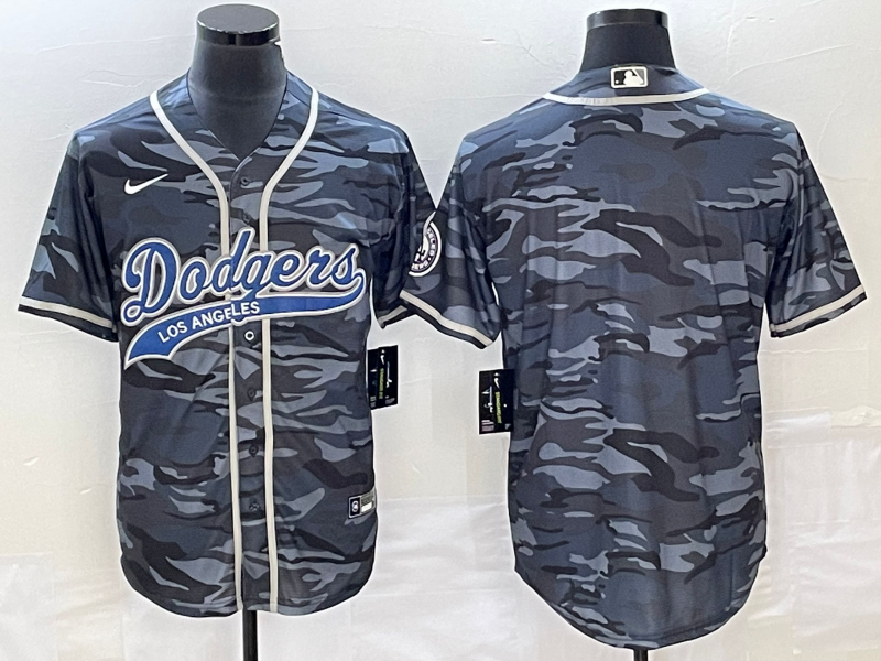 Men’s Los Angeles Dodgers Grey Camouflage Blank Jersey Joint Edition