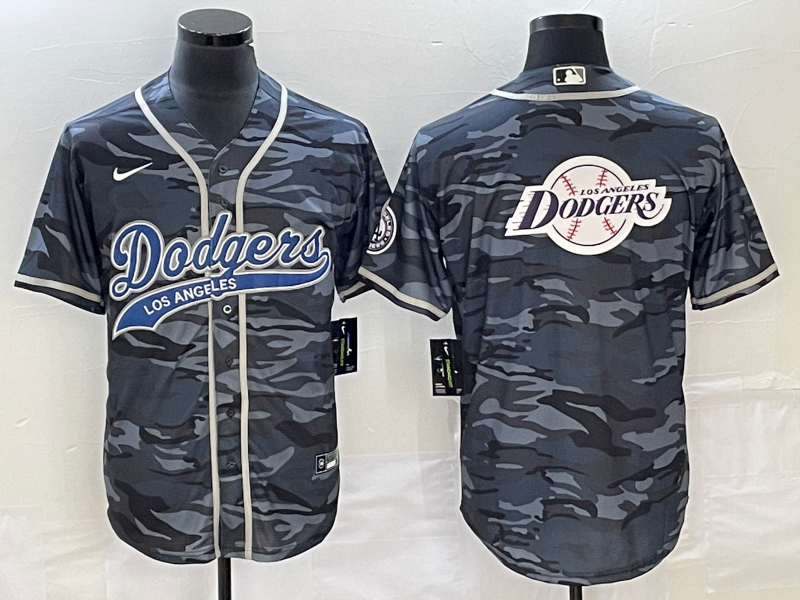 Men’s Los Angeles Dodgers Grey Camouflage Jersey Joint Edition