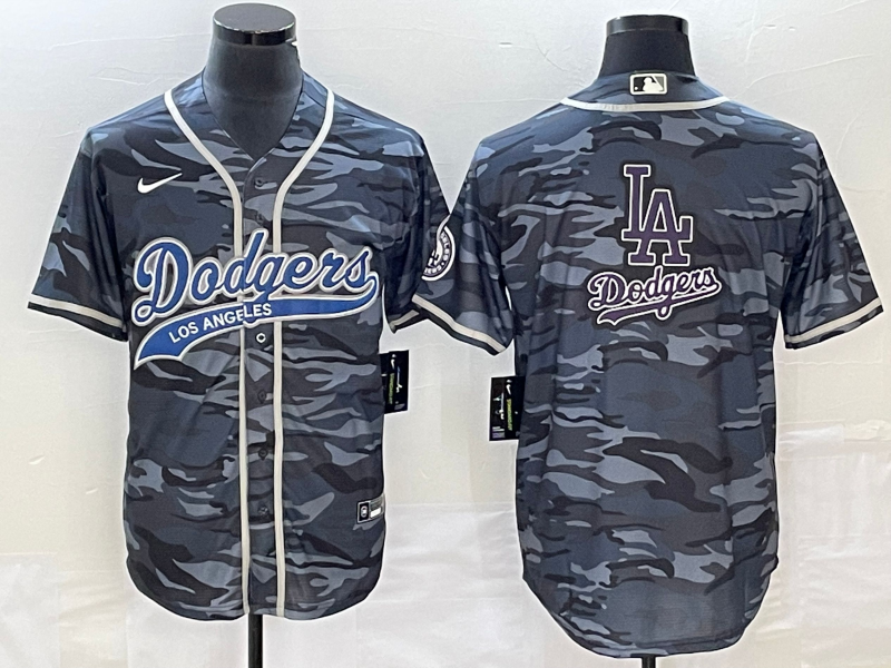 Men’s Los Angeles Dodgers Grey Camouflage Team Jersey Joint Edition