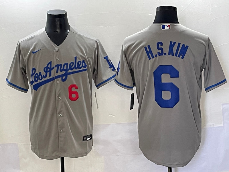 Men’s Los Angeles Dodgers Hyeseong Kim #6 Gray Jersey