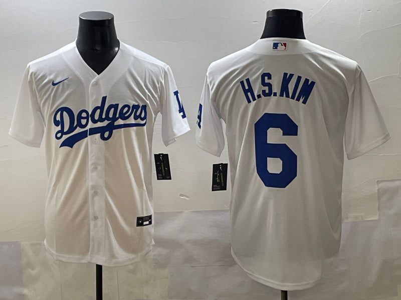 Men’s Los Angeles Dodgers Hyeseong Kim #6 White Limited Jersey