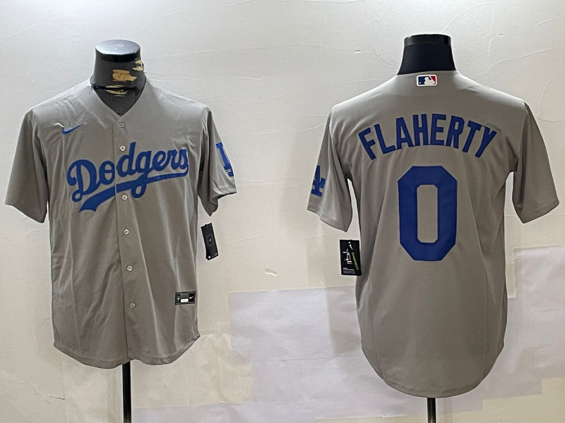 Men’s Los Angeles Dodgers Jack Flaherty #0 Gray Jersey