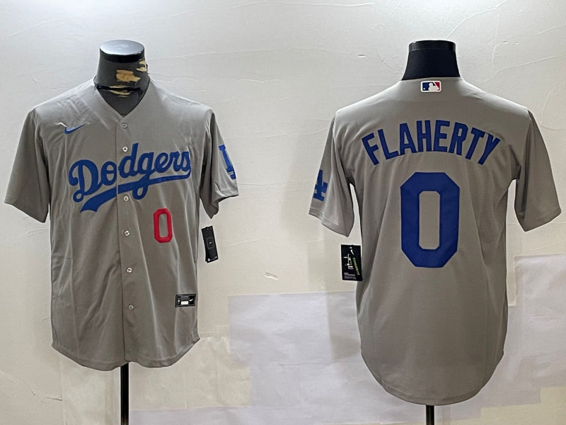 Men’s Los Angeles Dodgers Jack Flaherty #0 Gray Jersey
