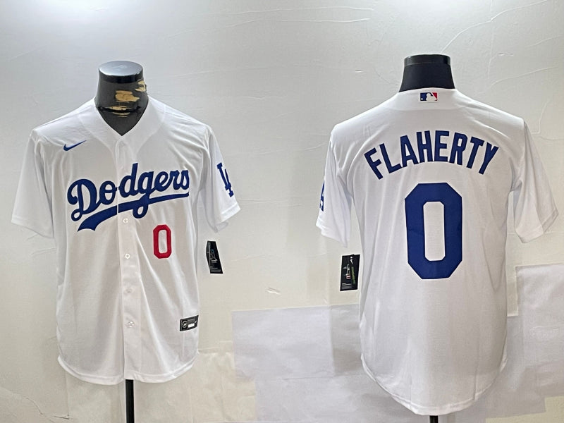 Men’s Los Angeles Dodgers Jack Flaherty #0 White Home Jersey