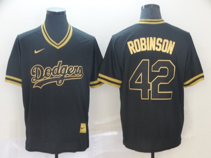 Men’s Los Angeles Dodgers Jackie Robinson #42 Black Authentic Jersey