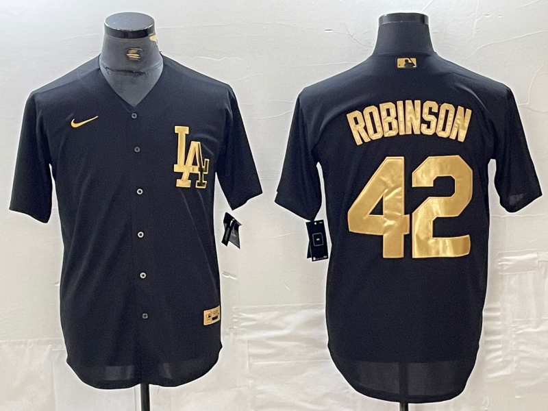 Men’s Los Angeles Dodgers Jackie Robinson #42 Black Limited Jersey