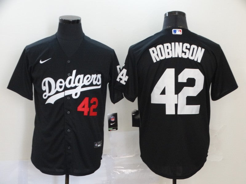 Men’s Los Angeles Dodgers Jackie Robinson #42 Black Stitched Jersey
